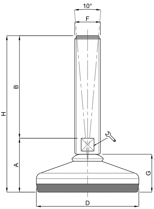 Hygienic-Style-Stainless-Steel-Foot-Articulated-Screw-Vulcanized-Rubber