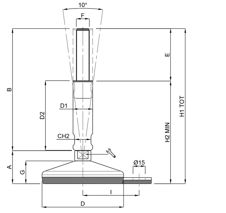 Stainless-Steel-Foot-Hygienic-Screw-Articulated-Bolt-Down-Vulcanized-Rubber-Teknoclean