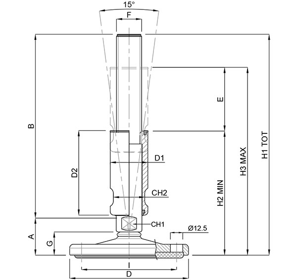 Stainless-Steel-Foot-Hygienic-Screw-Articulated-Solid-Base-Technoclean-Bolt-Down