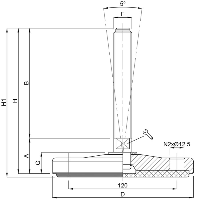 Stainless-Steel-Foot-Medium-Load-Articulated-Bolt-Down-Antislip