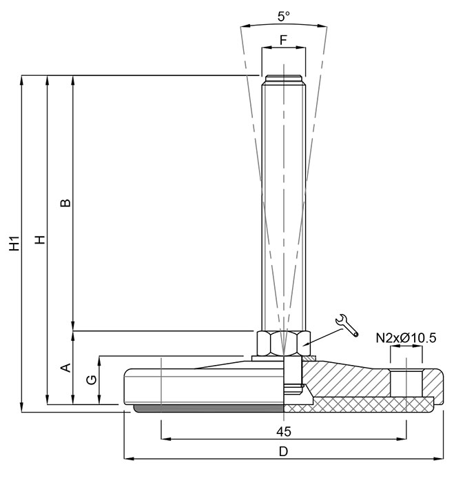 Zinc-Steel-Foot-Medium-Load-Articulated-Bolt-Down